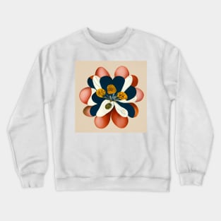 Beautiful Retro Aesthetic Botanical Flower with Red, Blue and Yellow Crewneck Sweatshirt